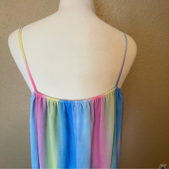 NWT Davi and Dani Rainbow Multi Ombre Tassel Tie Maxi Dress Size M - Picture 9 of 13